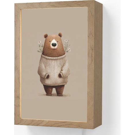 WALL LIGHT Bear - White flowers - Cozy 20x30 cm