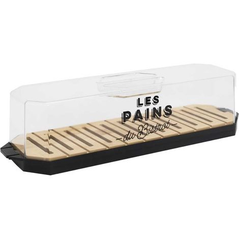Boîte à pain en plastique avec base en bambou faisant guide de coupe (1/5)