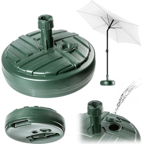 KADAX Pied de parasol rond à remplir avec du sable, de l'eau ou du gravier, support en plastique pour jardin, terrasse, plage (version 1 ronde, vert) (1/4)