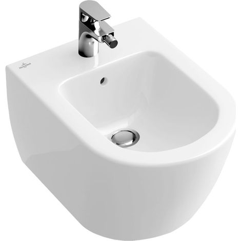 Villeroy & Boch Subway 2.0 - Wand-Bidet mit Überlauf, 375x565 mm, mit CeramicPlus, Alpinweiß 540000R1