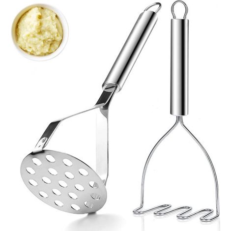 Set di 2 schiacciapatate in acciaio inox - Lavabili in lavastoviglie - Perfetti per verdura e frutta (1/5)