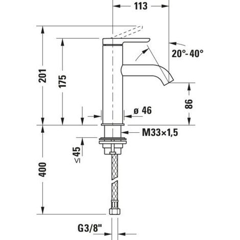 DURAVIT C11023002010 C.1 Mitigeur monocommande pour lavabo M