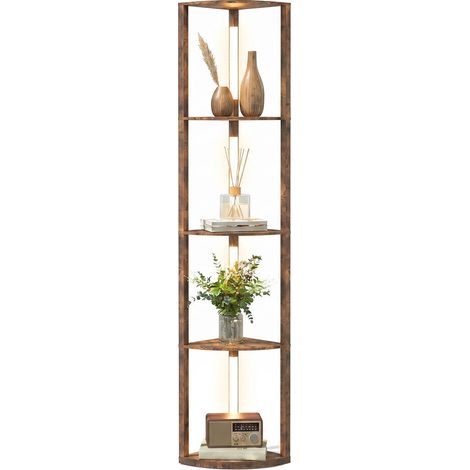 Lampadaire LED Dimmable avec Étagères AoSenYunZhou Lampe sur Pied avec Rangement Marron Rustique Salon Chambre (1/5)