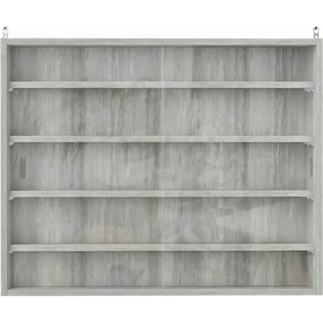 Moderne Wandvitrine aus grauem Glas 80 x 9,5 x 60 cm (1/5)