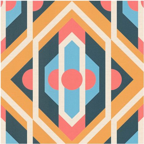 AS Creation Retro Chic Geometric Wallpaper Red Orange Blue Vinyl Paste The Wall (1/4)