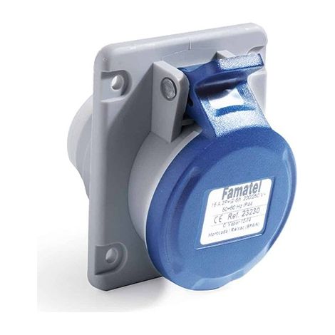 Base empotrar con salida inclinada 10° 2P+T 16A 230V IP54 75x85 (1/2)