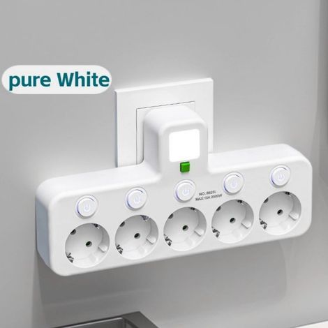 1 Multiprise, 5 prises, port USB-C, cordon extension, 2500W, usage bureau maison (1/2)