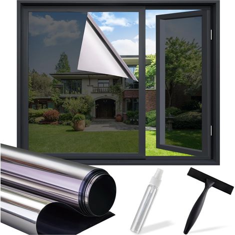 Película Adhesiva Espejo Ventanas Privacidad UV 90x300 cm (1/5)