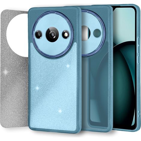 Custodia per Xiaomi Redmi A3, glitter polvere, blu (1/4)