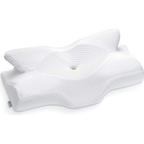 Oreiller Cervical - Mousse à Mémoire de Forme 5D - Design 4 Zones et 3 Courbes - Pour Dormir Sur le Côté ou le Dos - 60 x 12 x 38 cm (1/5)