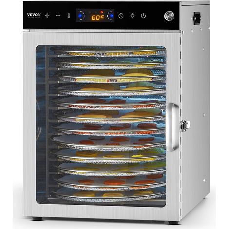 VEVOR Essiccatore con Vassoio Rotante per Alimenti 12 Vassoi in Acciaio Inox, Essiccatore Elettrico per Alimenti 800 W Temperatura Regolabile, Essiccatore a Congelamento per Carne Frutta Verdura (1/5)