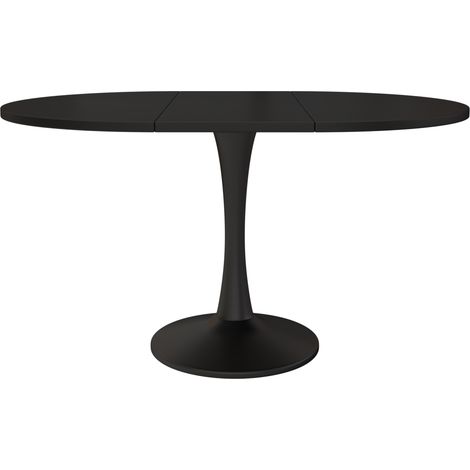 Table à manger ovale extensible 100/140 x 100 x 75 cm en MDF noir (1/5)