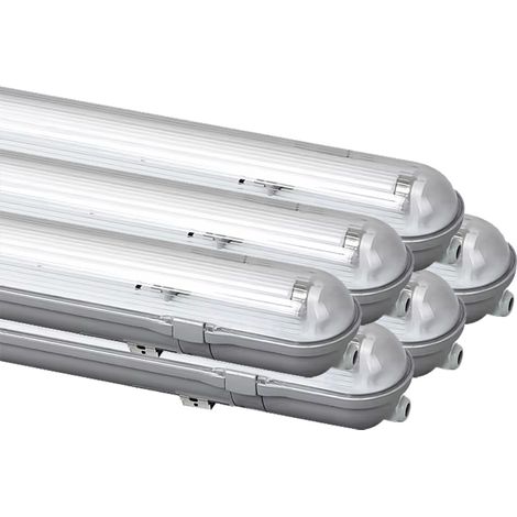 Lot 6 x Kit de Réglette étanche IP65 120cm avec tube LED 18W 1800lm 6500K - garantie 2 ans (1/5)