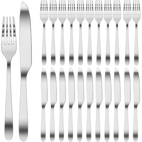 Set, 24 - teilig Tafelmesser et Tafelgabeln pour 12 Personen, Steak Cutlery set, acier inoxydable couteau et Gabeln (1/5)