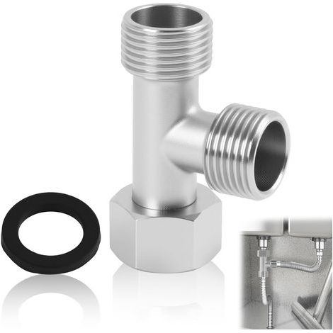 CCYKXA 3-Wege-T-Stück, für Sanitärinstallationen, WC-Umstellventil, Rohrverschraubung mit 3/8"-Gewinde, wasserdichtes Drehventil für Toiletten, Waschmaschinen (1/5)