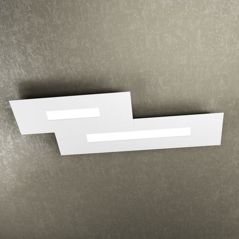 Plafoniera Moderna Rett. 2 Moduli Wally Metallo Bianco 2 Luci 2G11 71Cm (1/3)