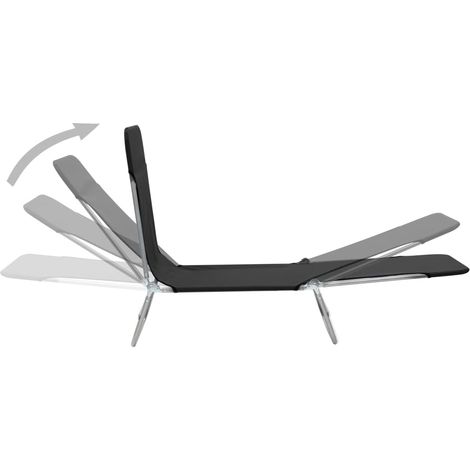 Lot de 2 Chaises longues pliables Bain de soleil Transat Acier et tissu Noir 88715 (1/5)