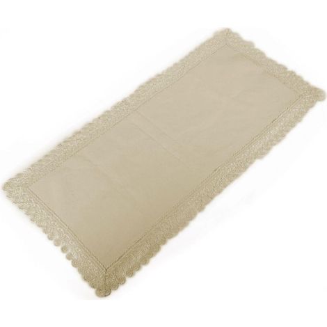 Tovaglia runner tessuto crema c/pizzo rettangolare cm45x100