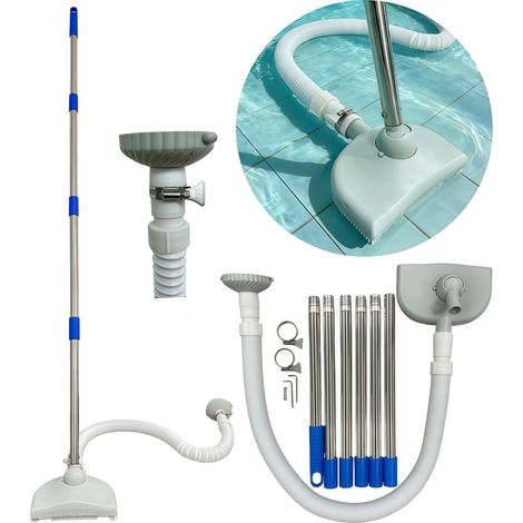 Aspiradora automática para piscinas, cepillo de mano inalámbrico para piscinas, kit de limpieza de piscinas con chorro y pértiga multisección, herramienta de limpieza para piscinas elevadas y enterrad