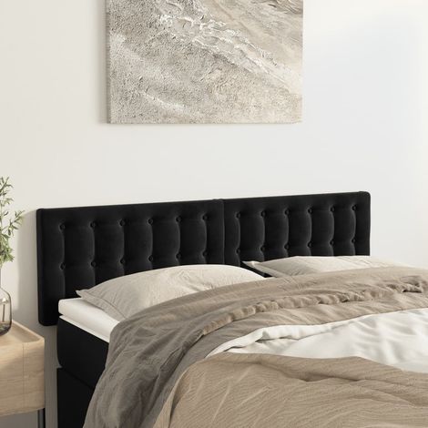 Têtes de lit 2 pcs Style Classique Armoire de lit - Noir 72x5x78/88 cm Velours BV423978 - BonneVie (1/5)
