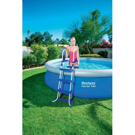 GARDENIA Scaletta per piscina, struttura in metallo antiruggine, gradini in plastica ultra-resistente, 107 cm