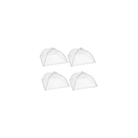 Confezione da 4 coperture per alimenti in rete a scomparsa, tenda protettiva pieghevole a forma di ombrello da 43 cm per tenere lontani mosche, insetti e zanzare, bianca - Crezuo