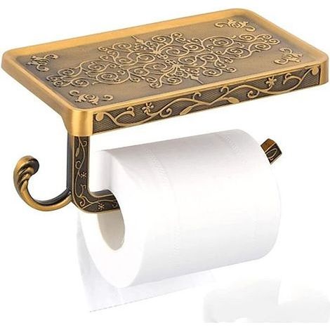 BelleRise - Porte Papier Toilette Support Papier Toilette Mural, pour Téléphon Porte Rouleau Papier Rétro Vintage Accessoires WC/Salle Bain (1/4)
