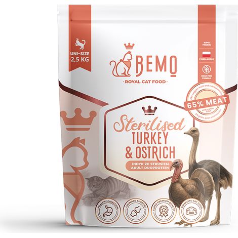 Bemo Cat Esterilizado Pavo y Avestruz - alimento seco para gatos con pavo y avestruz 10 kg