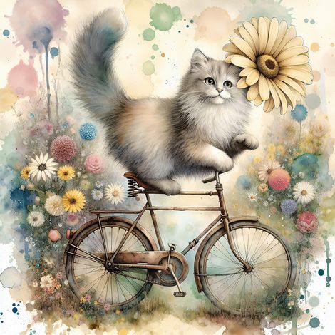 Papier peint panoramique Enfants - Chat - 130 cm x 130 cm (1/2)