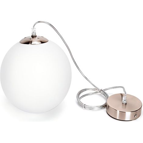 Plafonnier sphérique en verre opalin E27, style moderne et épuré, pour chambre et restaurant (ampoule non incluse) (1/2)