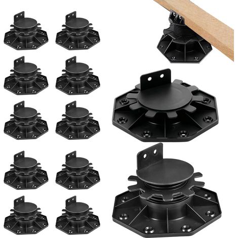 Set of 12 Height Adjustable Self-Leveling Floor Support for Decking Tiles and Boards Adjustable Decking Bearings (30 to 60 mm) Frame for Plates Load Capacity 550 kg (1/5)