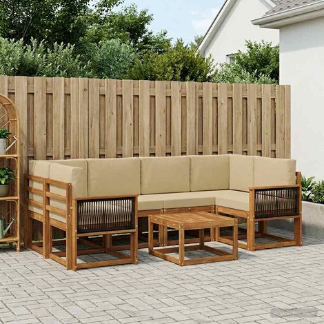 vidaXL Outdoor-Sofagarnitur mit Kissen 5 pcs Natur (1/5)