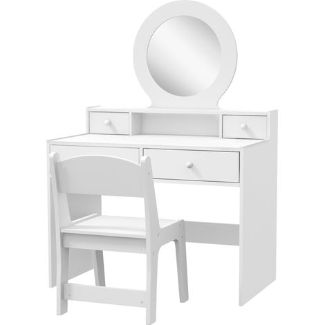 Kids Dressing Table Set Kids Make up Table  Stool Mirror- Storage Drawers- Gift for Aged 3--8 (1/5)