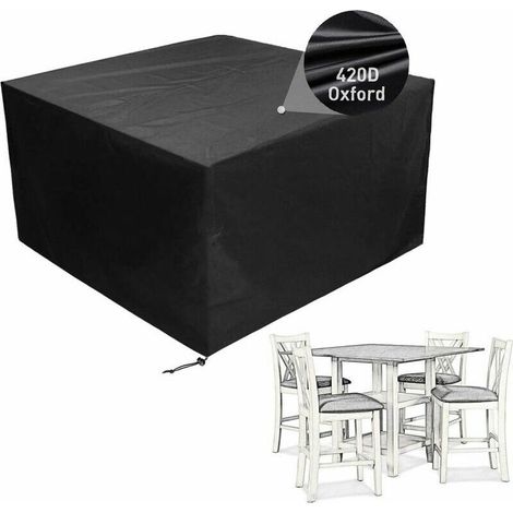 Housse de protection pour table carrée et mobilier d'extérieur Tissu Oxford 420D imperméable Résistant aux UV Dimensions 135x135x74 cm (1/5)