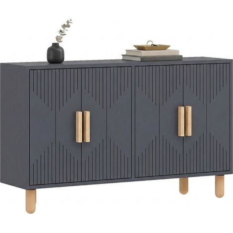Credenza Colzano, Madia 2 Ripiani, 4 Vani, 4 Ante, 120x30x74h cm Nero Antracite