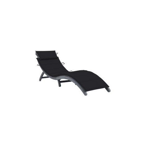 Chaise longue avec coussin Gris Bois d'acacia solide (1/5)