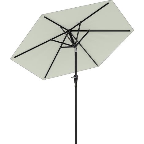 Parasol de jardin hexagonal inclinable - 1 unité - Métal et polyester - Manivelle et 3 positions - Terrasse et piscine - Gris Ø230cm (1/5)
