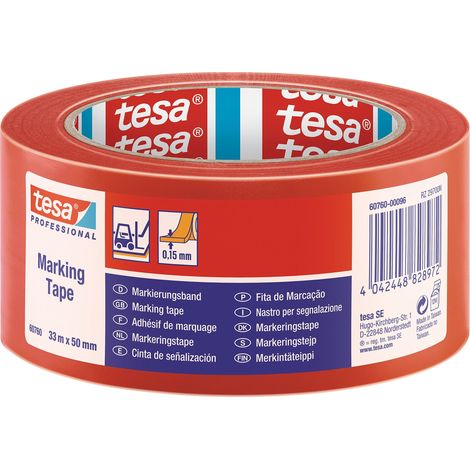 Tesa - Nastro adesivo di delimitazione, 50 mm x 33 m, colore: Rosso (1/3)