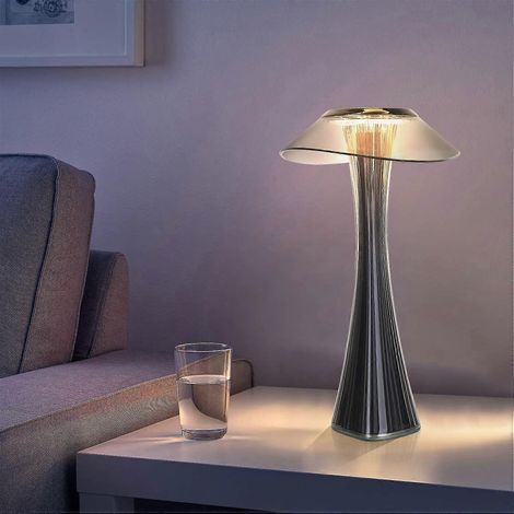 Lampe de table tactile LED rechargeable - Lampe de chevet USB en titane à intensité variable 3W sans fil avec batterie et abat-jour (1/5)