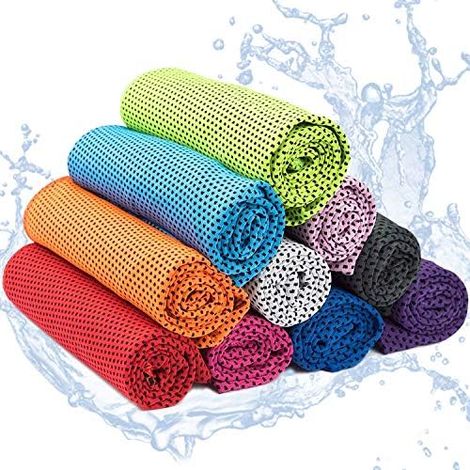 Yisscen 10 Stück Kühlendes Handtuch, Cooling Towel,Mikrofaser Handtuch, Kühltücher, Strandtuch mit Kühlfunktion für Fitness Sport Yoga, Golf, Camping, Strand, Training (1/5)