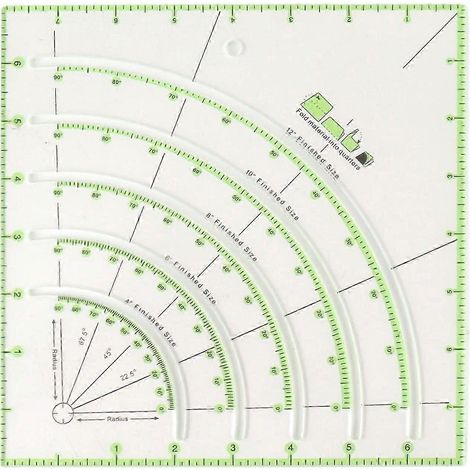 Règle de patchwork en acrylique de 20 cm, règle de coupe multifonctionnelle transparente en forme d'arc et d'éventail, compatible avec les outils de couture patchwork (1/5)