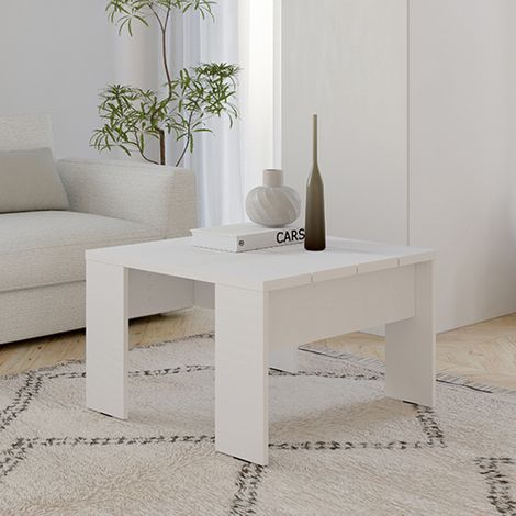 Mesa de Centro Magre, Forma Cuadrada, Color Tablero Blanco, Tono Estructura Mate, 67x67x43h cm Blanco Mate (1/5)