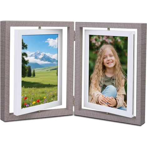 Cadre photo pêle-mêle, 10 x 15 cm, pour plusieurs photos, pivotant, pour la famille, les mariages et les voyages (1/5)