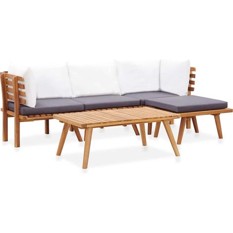 Juego de muebles de jardín 5 pzas madera maciza de acacia vidaXL (1/5)