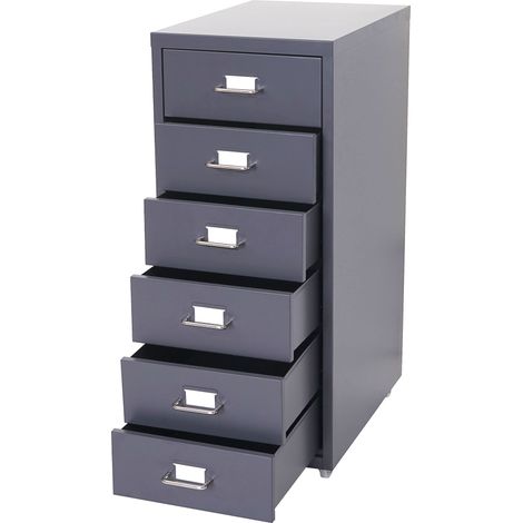 Cajonera acero 69x28x41cm 6 cajones gris oscuro 040004354