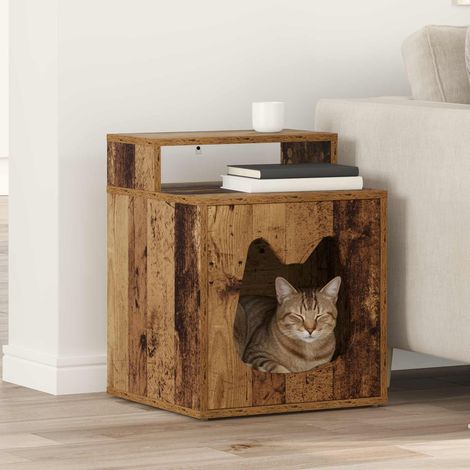 vidaXL Maison pour chat Bois ancien 42,5 x 40 x 53,5 cm