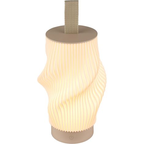 Briloner LED Tischlampe Kabellos Ø14x28cm 2W 150lm 2700K Warmweiß Dimmbar Beige - Tischleuchte Wohnzimmer Schlafzimmer Balkon (1/5)