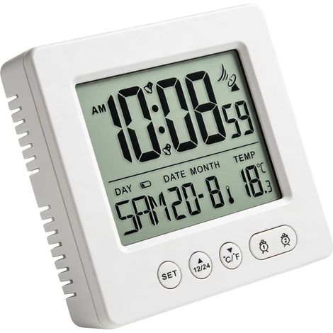 HENGBIRD Réveil numérique radio-piloté avec 2 alarmes et veilleuse - Réveil numérique radio-piloté - Calibrage automatique de l'heure - Double alarme avec snooze - Affichage de la température - 12 h (1/5)