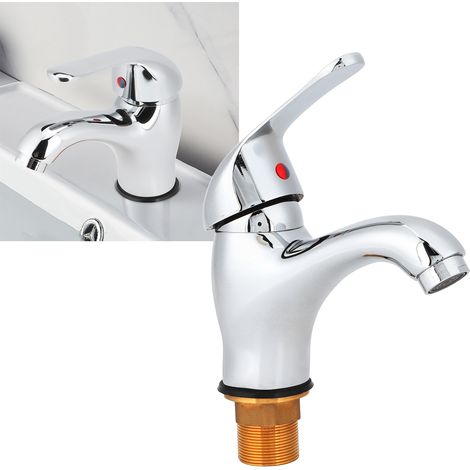 Robinet de cuisine G1/2 en cuivre avec eau chaude et froide pour lavabo, meuble de salle de bain, toilettes (1/5)