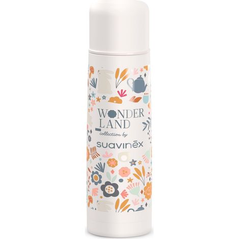 Suavinex, Thermos Liquido per Neonato, in Acciaio Inox Chiusura Ermetica a pressione, Bevande calde e fredde, per acqua calda, ottime per preparare biberon, 500 ml Fiori (1/2)